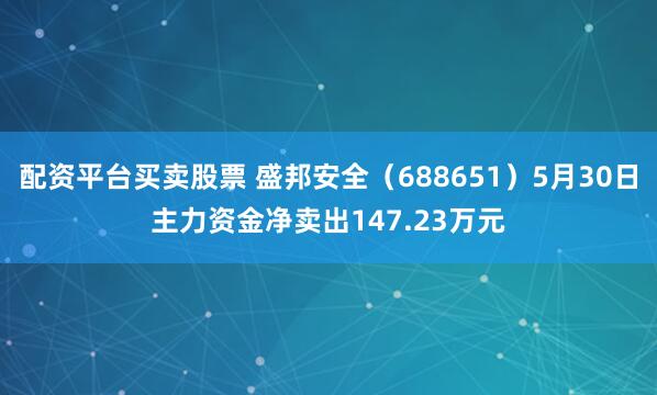 配资平台买卖股票 盛邦安全（688651）5月30日主力资金净卖出147.23万元